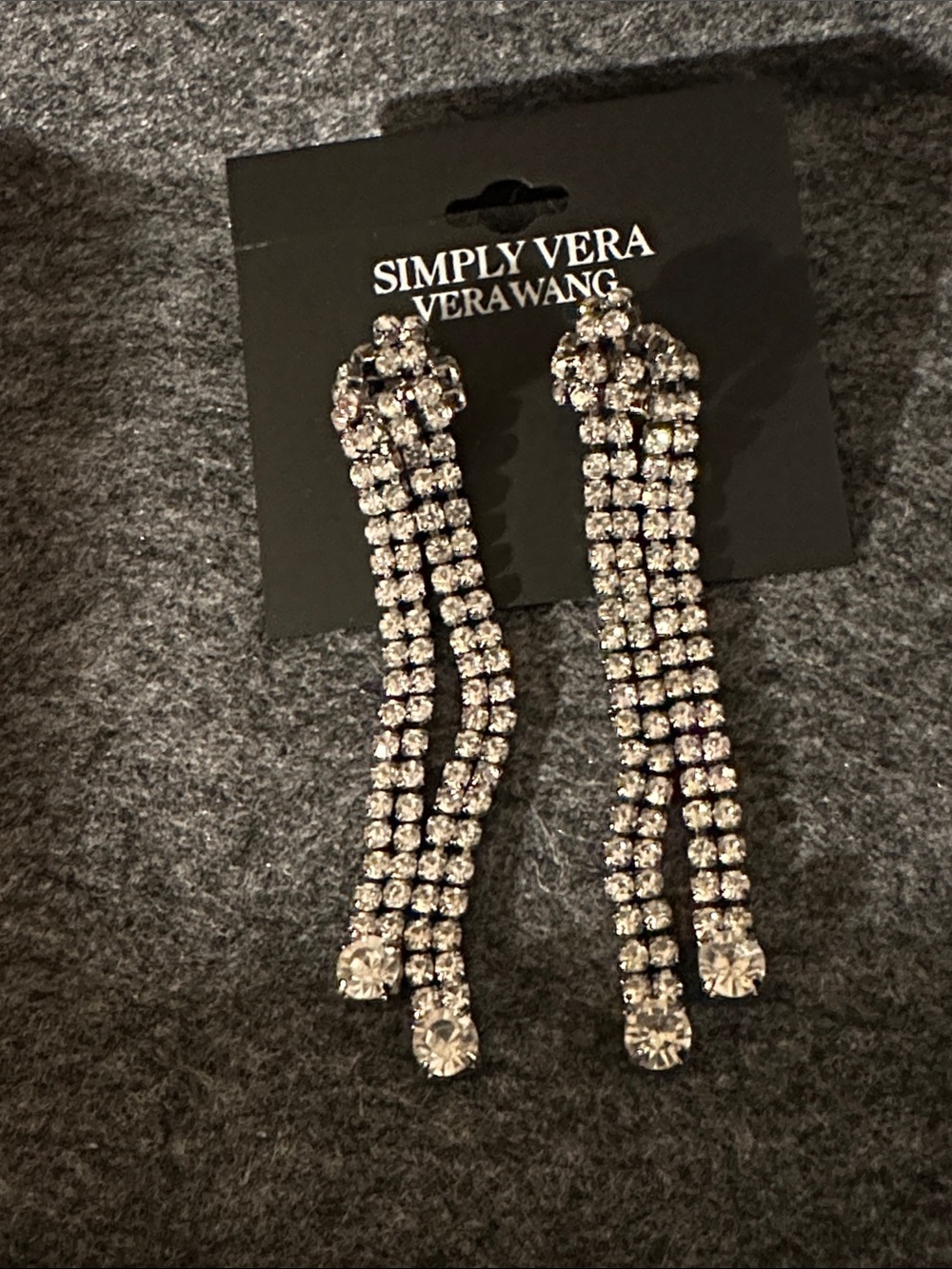 NWT Simply Vera Vera Wang Silver Crystal Tassel Earrings